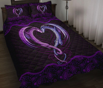 Purple Couple Dragon Love 3D Printed Valentine Gift Bedding Set