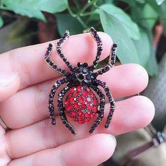 Rhinestone Spider Brooch