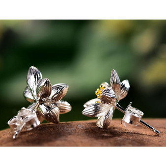 Tiny Water Lily Stud Earrings