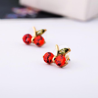 Crystal Cherry Stud Earrings