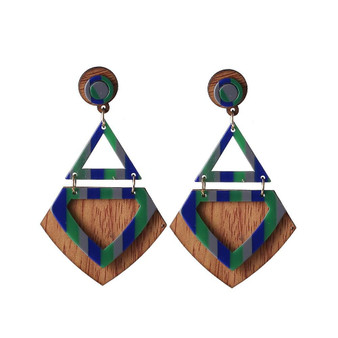 Chic Geometric Resin Wooden Earrings
