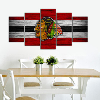 Chicago Blackhawks Wooden Look Canvas