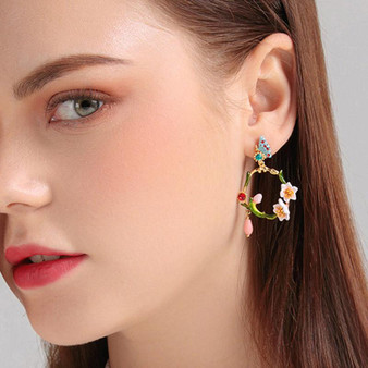 Tropical Flower Hoop Earrings