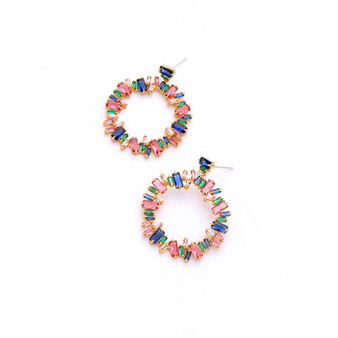 Multicolored Crystal Hoop Earrings