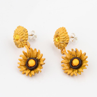 Vintage Sunflowers Drop Earrings