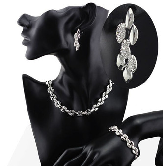 Wheat Rhinestone Necklace, Bracelet & Earrings Fashion Jewelry Set