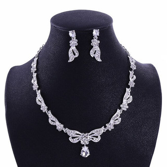 Crystal Butterfly and Rhinestone Tiara, Necklace & Earrings Jewelry Set