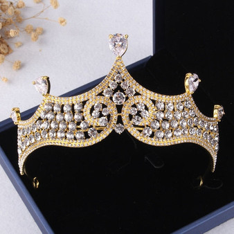 Baroque Rhinestone and Leaf Crystal Tiara, Necklace & Earrings Wedding Jewelry Set