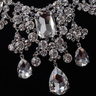 Big Rhinestone Necklace & Earrings Wedding Jewelry Set