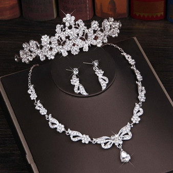 Rhinestone, Crystal and Butterfly Tiara, Necklace & Earrings Wedding Prom Jewelry Set