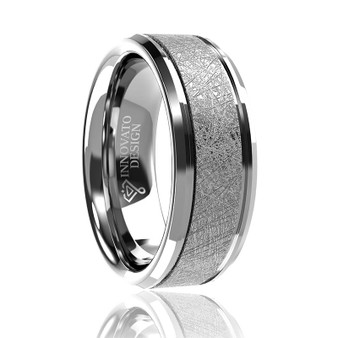 8MM Men Titanium Ring Wedding Band Black Plated with Black and Red Carbon Fiber Inlay