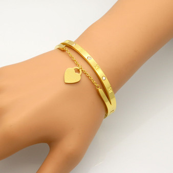 Famous Brand Pulseira Stainless Steel love bangle & Bangle Gold color Heart Love Tag Bracelet Jewelry For Women