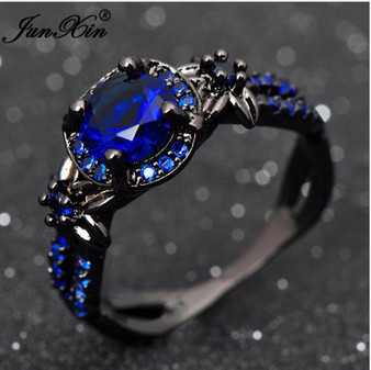 Charming Stone Ring Purple Zircon Fashion Women Wedding Flower Jewelry Black Gold Filled Engagement Rings Bague Femme RB0433