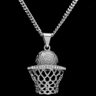 Bird Feather Stainless Steel Necklace for men women BasketBall-Nets Pendant Chain Necklaces & Pendants Hip Hop Fashion Jewelry