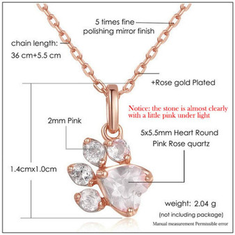 Pet Lover's Paw Necklace - Rose Gold