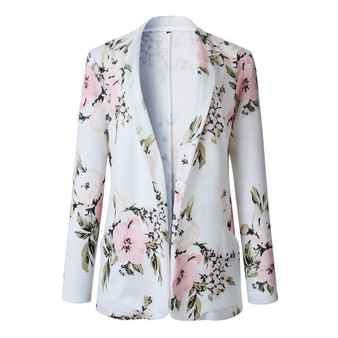 Elegant Blazer Feminino Women Floral Long Sleeve Blazer Notched Collar Coat Female Outerwear z0521