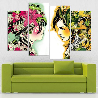 4pcs/set Canvas Modernism Abstract Girls color Art Painting for Living Room Bedroom Decor Paintings For Living Room Wall