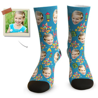 Custom Birthday Rockets Face Socks - Best Personalized Birthday Gifts