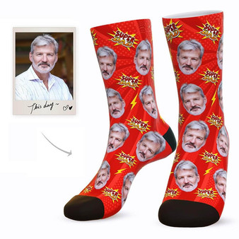 Custom Super Dad Face Socks - Best Gifts For Dad