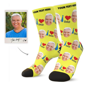 Custom I Love Dad Face Socks - Best Father's Day Gifts For Dad