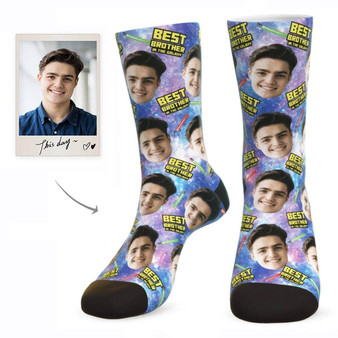 Custom Best Brother In The Galaxy Socks - Best Personalized Gifts For Brother
