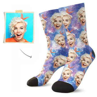 Custom Galaxy Face Socks - Put Any Face On Socks - Personalized Gift