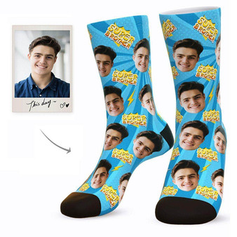 Custom Super Brother Face Socks - Best Gifts For Brother