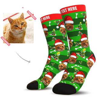 Custom Christmas Cat Face Socks - Best Christmas Gifts For Cat Lovers