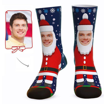 Custom Christmas Photo Socks - Santa Claus Socks