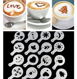 16Pcs Coffee Barista Art Stencils