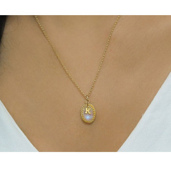 Moonstone Initial Necklace