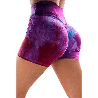 Women Printed Tight Running High-waisted Tie-dye Yoga Shorts