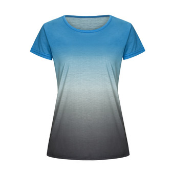 Women Summer Gradient Rainbow Casual O Neck Tops Short Sleeve T-shirt