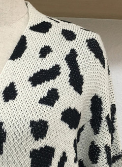 Women Leopard OL Knit Long Sleeve Loose Cardigan Sweater