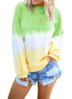 Women Rainbow Gradient Long Sleeve Casual Sweatshirt