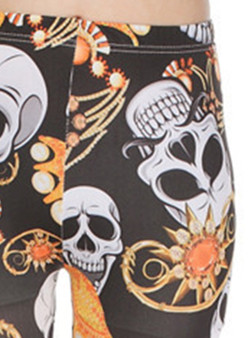 Women's Elastic Waist Skull Printed Ankle Length Leggings