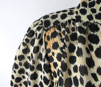 Vintage 70's Semi Sheer Leopard Blouse Top M