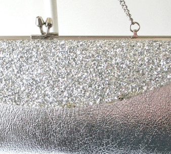 Vintage 60's Silver Glitter Envelope Handbag Clutch Bag