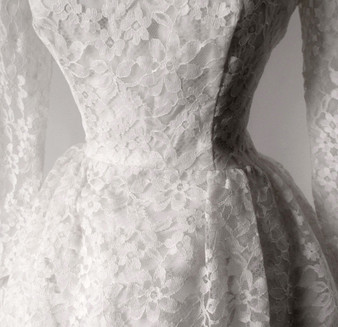 Vintage 60's Ivory White Lace Full Skirt Wedding Dress M