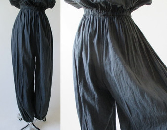 Vintage 80's Black Gauze Strapless Jumpsuit M L