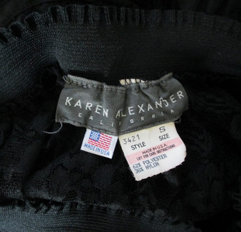 80's Karen Alexander Black Lace Mini Slip Petticoat Skirt S