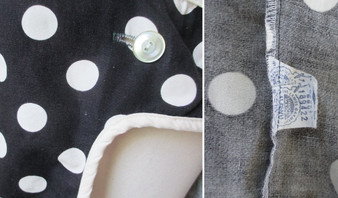 Vintage 60's Black White Polka Dot Cut Out Button Back Top Shirt S