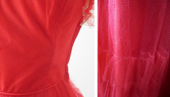 • Vintage 50's Red Strapless Full Skirt Party Dress Gown XS