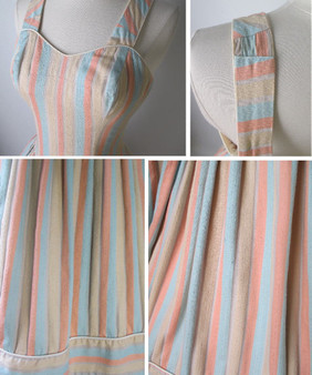 • Vintage 50's Pastel Circus Striped Sundress Dress S