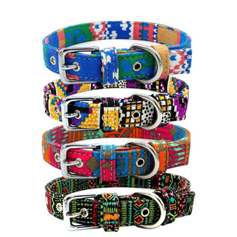 Pet Supplies Double Canvas Harness Dog Collar Colorful Adjustable Pet Collar XS-L for Small and Medium Large Dogs
