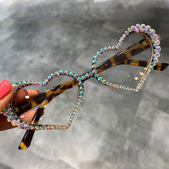 Womens Heart Sunglasses Rhinestone Cat Eye Sunglasses