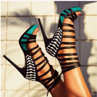 Lace-Up Cross-tied Ankle Strap Heel