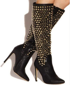 Rivet Spiked Leather Boot