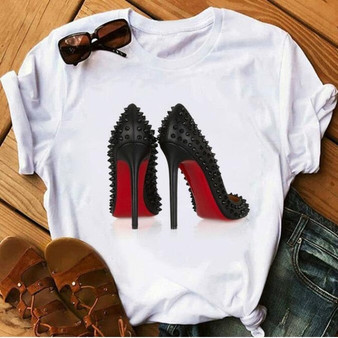 Newest High Heels Shoes Print Vogue T Shirt