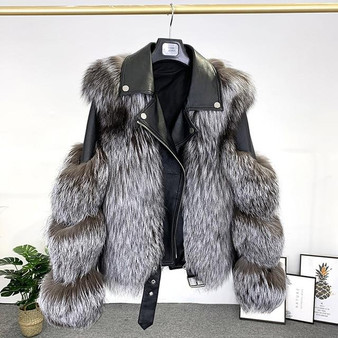 Fashion Real Fox Fur Coats With Genuine Sheepskin Leather Wholeskin Natural Fox Fur Jacket Outwear Luxury Women 2020 Winter New